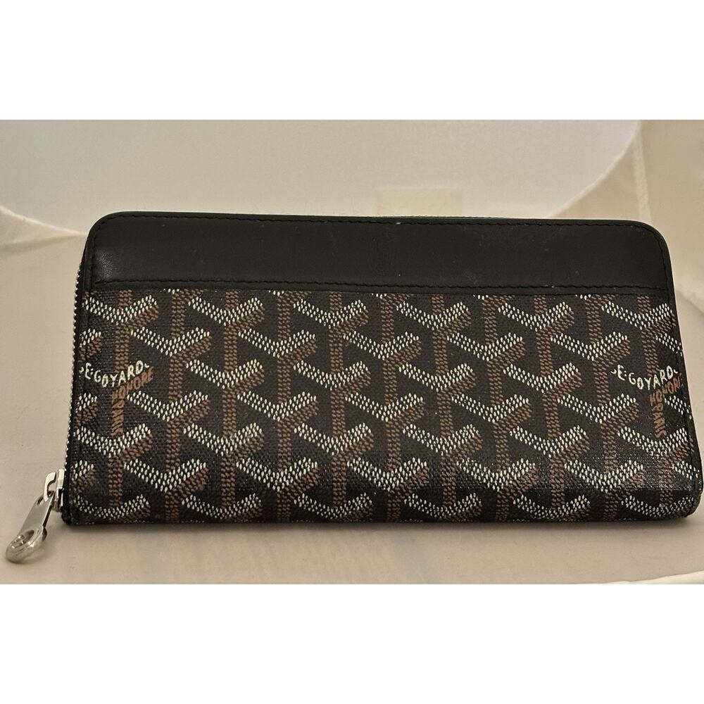 GOYARD Matignon GM Black Wallet Full Size Goyardine/Calf/Goatskin